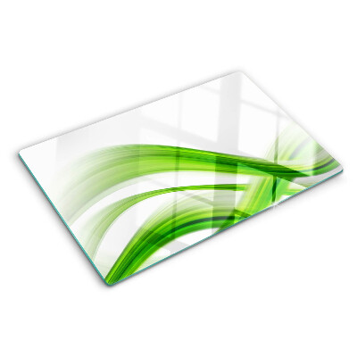 Tagliere in vetro con motivo di onde verdi astratte