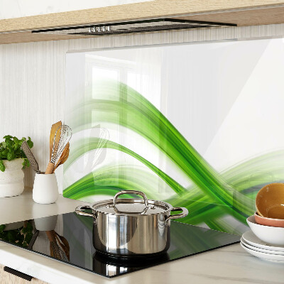 Tagliere in vetro con motivo di onde verdi astratte