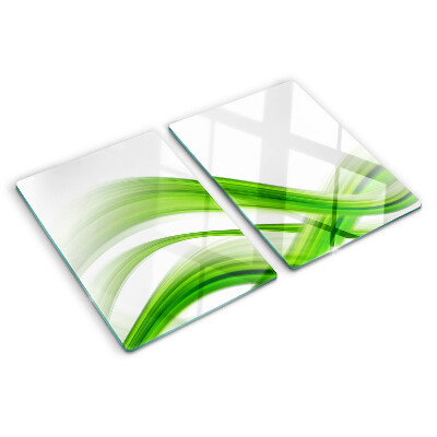 Tagliere in vetro con motivo di onde verdi astratte