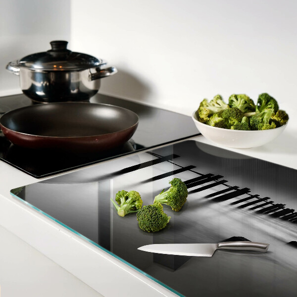 Tagliere in vetro con motivo Pontile in bianco e nero