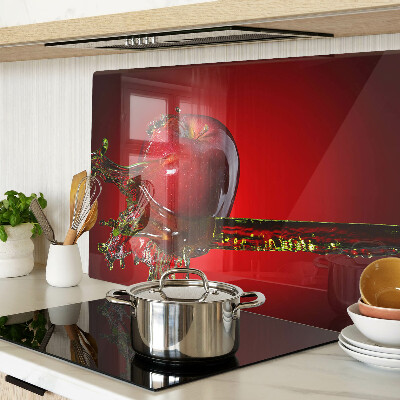 Tagliere in vetro temperato con motivo di mela rossa e gocce d'acqua