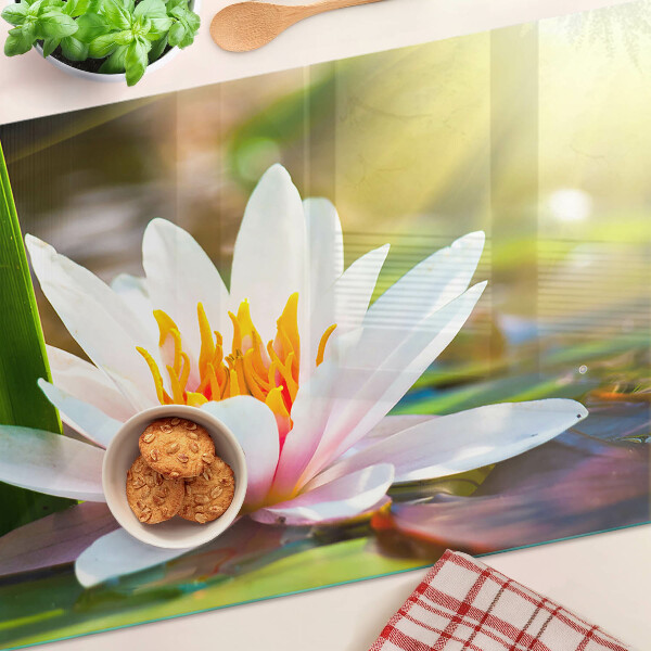 Tagliere in vetro temperato con stampa Ninfea alla luce del sole