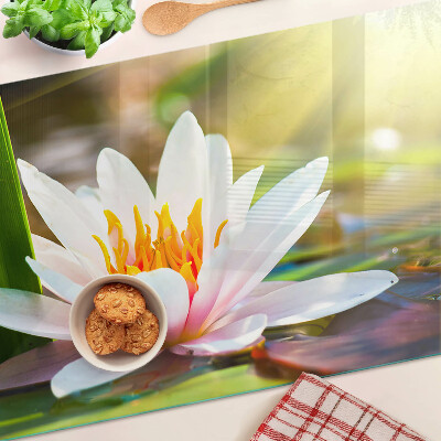 Tagliere in vetro temperato con stampa Ninfea alla luce del sole