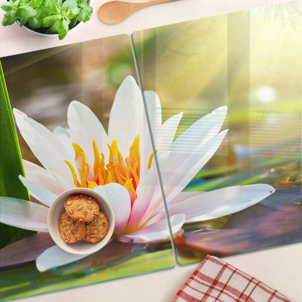 Tagliere in vetro temperato con stampa Ninfea alla luce del sole