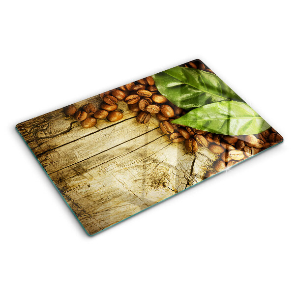 Tagliere in vetro temperato con motivo caffè e foglie