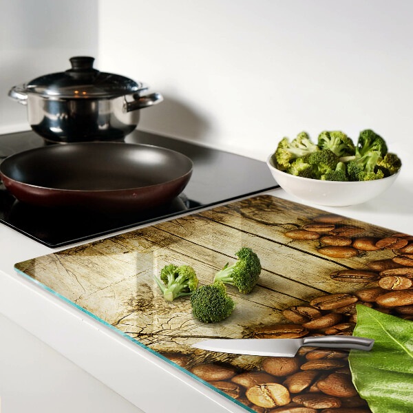 Tagliere in vetro temperato con motivo caffè e foglie