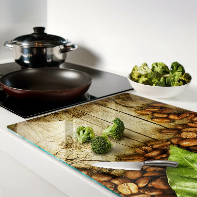 Tagliere in vetro temperato con motivo caffè e foglie