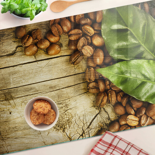 Tagliere in vetro temperato con motivo caffè e foglie