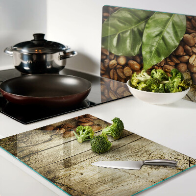 Tagliere in vetro temperato con motivo caffè e foglie