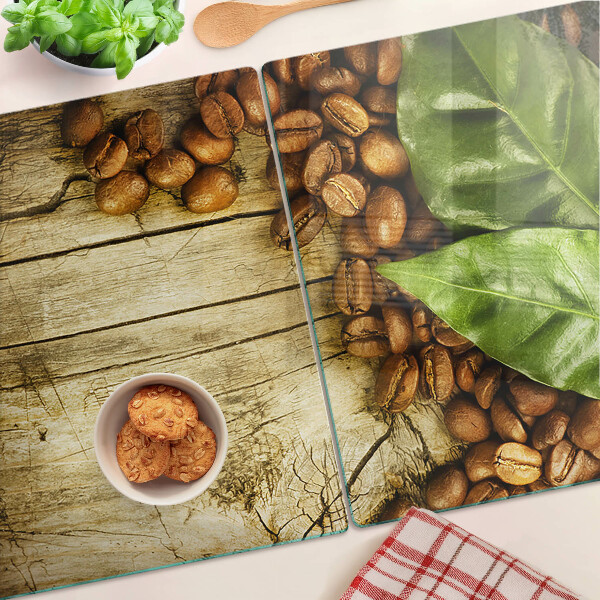 Tagliere in vetro temperato con motivo caffè e foglie