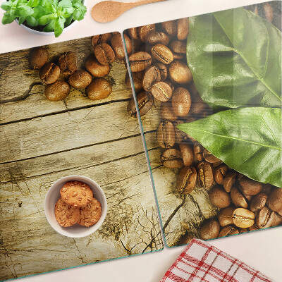 Tagliere in vetro temperato con motivo caffè e foglie