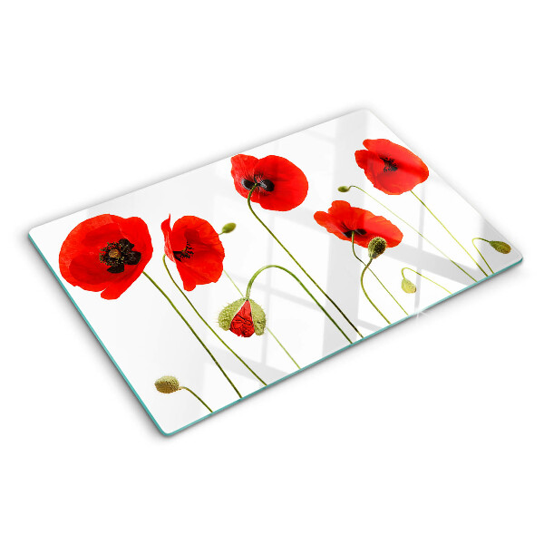 Tagliere in vetro temperato con motivo floreale a papavero