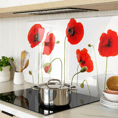 Tagliere in vetro temperato con motivo floreale a papavero