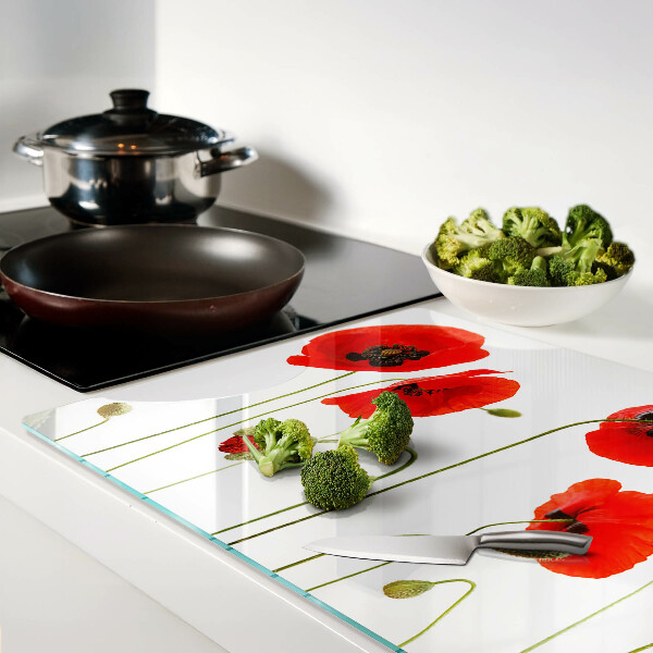 Tagliere in vetro temperato con motivo floreale a papavero