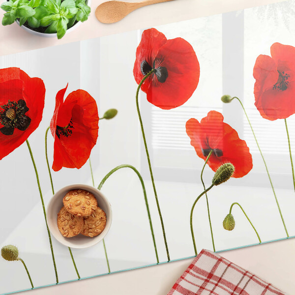 Tagliere in vetro temperato con motivo floreale a papavero