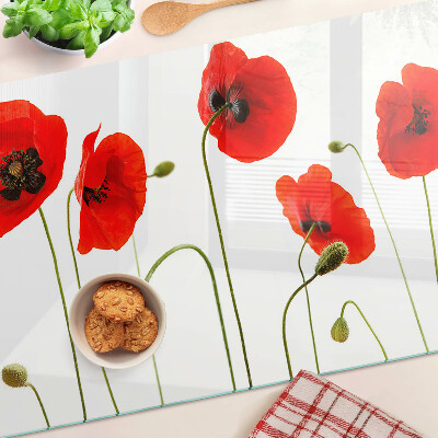 Tagliere in vetro temperato con motivo floreale a papavero