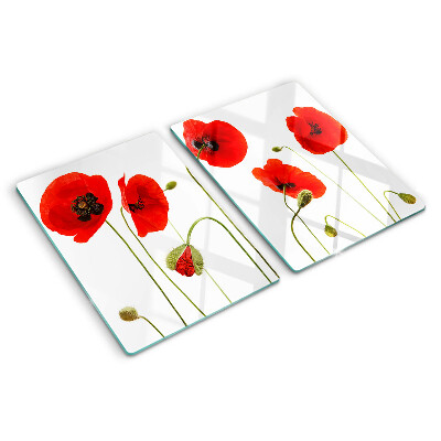 Tagliere in vetro temperato con motivo floreale a papavero