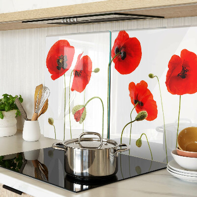 Tagliere in vetro temperato con motivo floreale a papavero