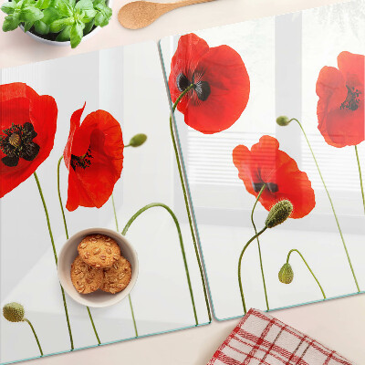 Tagliere in vetro temperato con motivo floreale a papavero