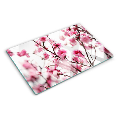 Tagliere in vetro temperato con motivo Fiori di ciliegio in fiore