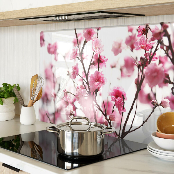 Tagliere in vetro temperato con motivo Fiori di ciliegio in fiore