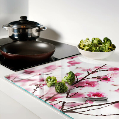 Tagliere in vetro temperato con motivo Fiori di ciliegio in fiore