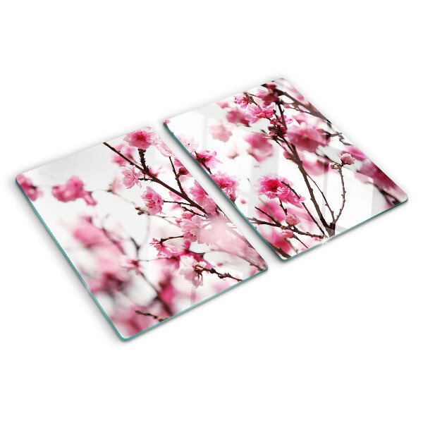 Tagliere in vetro temperato con motivo Fiori di ciliegio in fiore