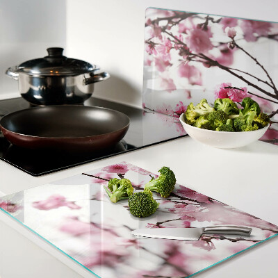 Tagliere in vetro temperato con motivo Fiori di ciliegio in fiore