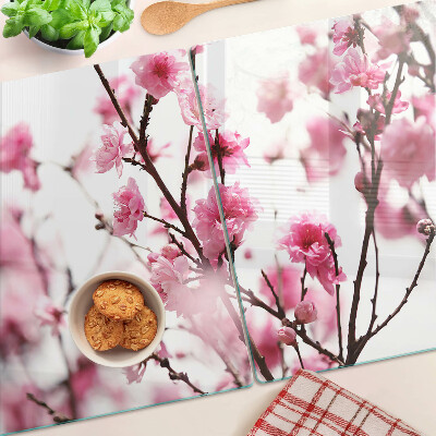 Tagliere in vetro temperato con motivo Fiori di ciliegio in fiore