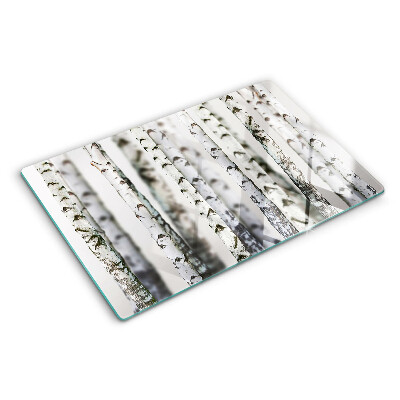 Tagliere in vetro temperato con motivo Betulle bianche nel bosco