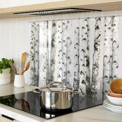 Tagliere in vetro temperato con motivo Betulle bianche nel bosco