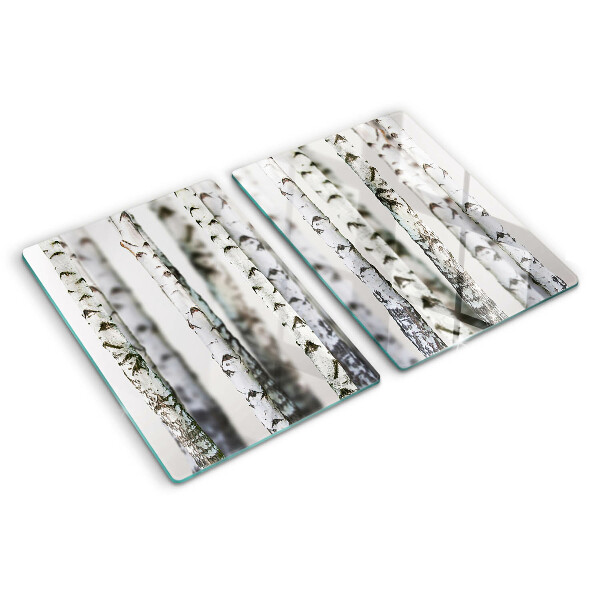 Tagliere in vetro temperato con motivo Betulle bianche nel bosco
