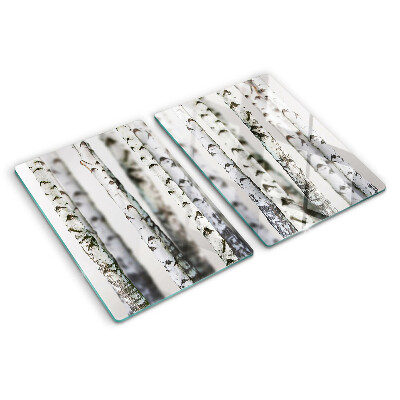 Tagliere in vetro temperato con motivo Betulle bianche nel bosco