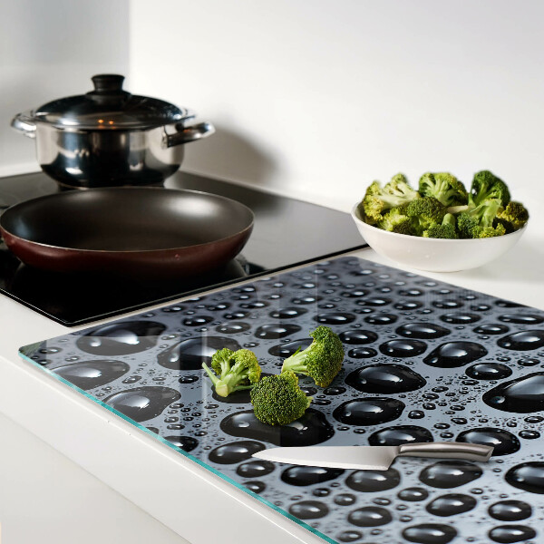 Tagliere in vetro con decorazione a motivo gocce d'acqua