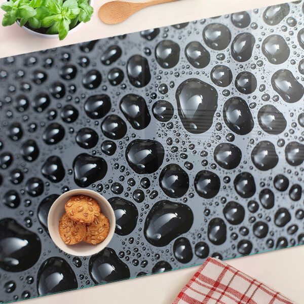 Tagliere in vetro con decorazione a motivo gocce d'acqua