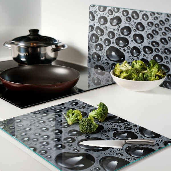 Tagliere in vetro con decorazione a motivo gocce d'acqua