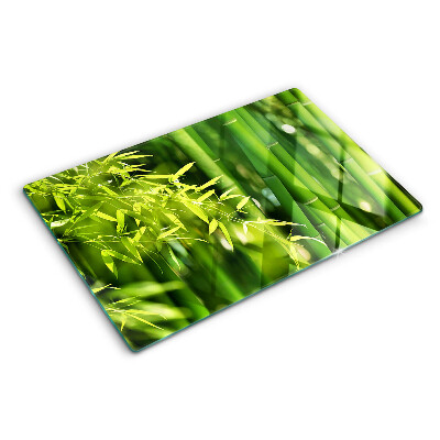 Tagliere in vetro temperato con motivo di foglie di bamboo e fogliame verde