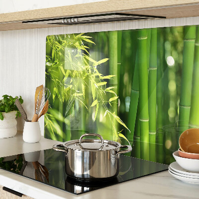 Tagliere in vetro temperato con motivo di foglie di bamboo e fogliame verde