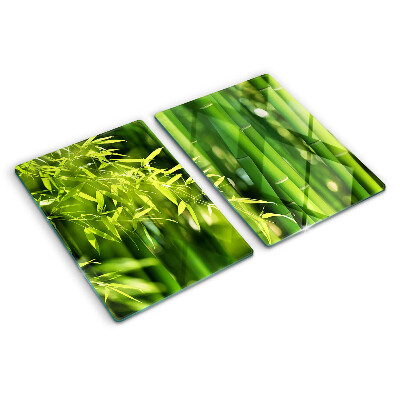 Tagliere in vetro temperato con motivo di foglie di bamboo e fogliame verde