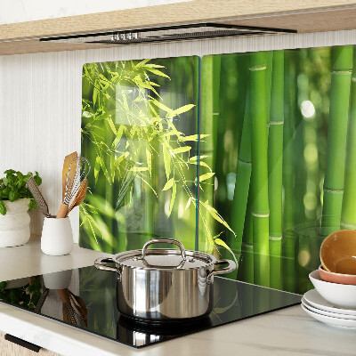 Tagliere in vetro temperato con motivo di foglie di bamboo e fogliame verde