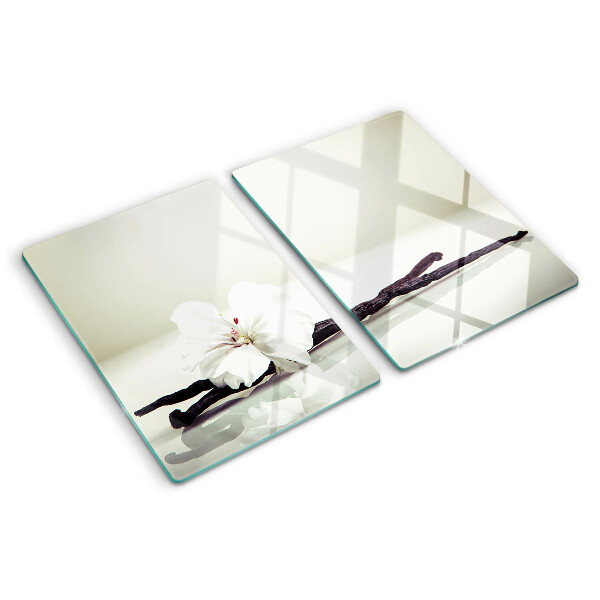 Tagliere in vetro con motivo a fiore su ramo