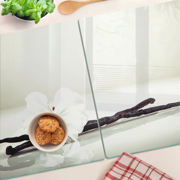 Tagliere in vetro con motivo a fiore su ramo