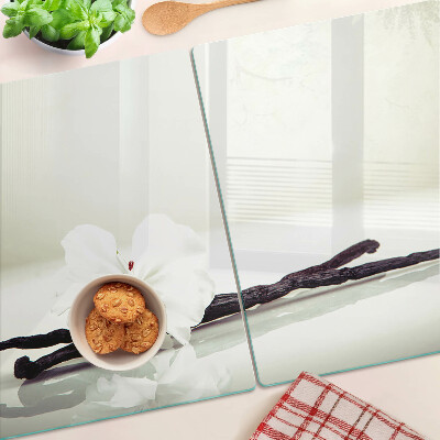 Tagliere in vetro con motivo a fiore su ramo