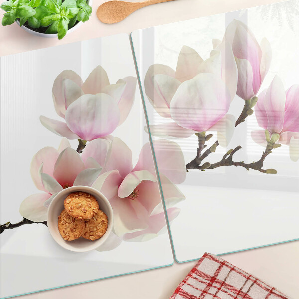 Tagliere in vetro Fiori di magnolia sul ramo