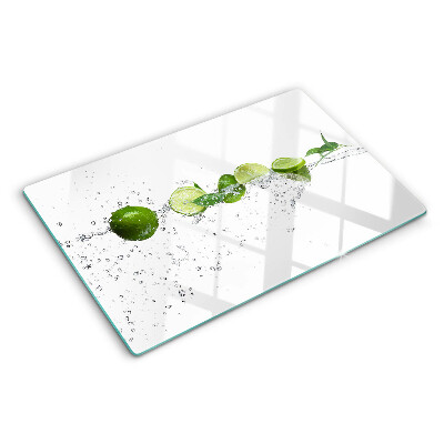 Tagliere in vetro temperato con motivo di limoni in acqua