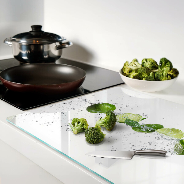 Tagliere in vetro temperato con motivo di limoni in acqua