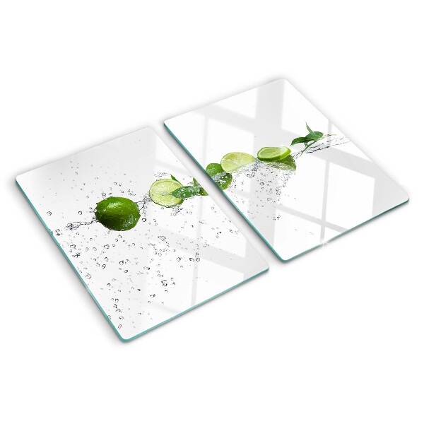 Tagliere in vetro temperato con motivo di limoni in acqua