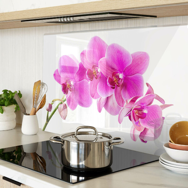 Tagliere in vetro temperato con decorazione di orchidee nei toni del rosa