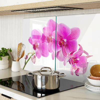 Tagliere in vetro temperato con decorazione di orchidee nei toni del rosa