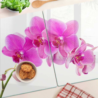 Tagliere in vetro temperato Orchidee nei toni del rosa